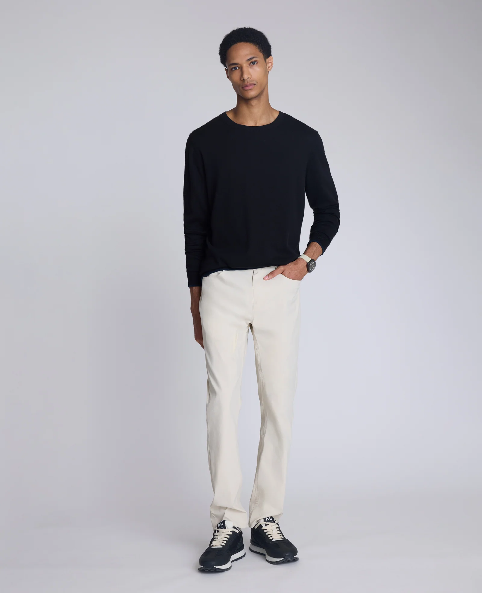 Crew Neck Sweater with Tipping Details - Image 3