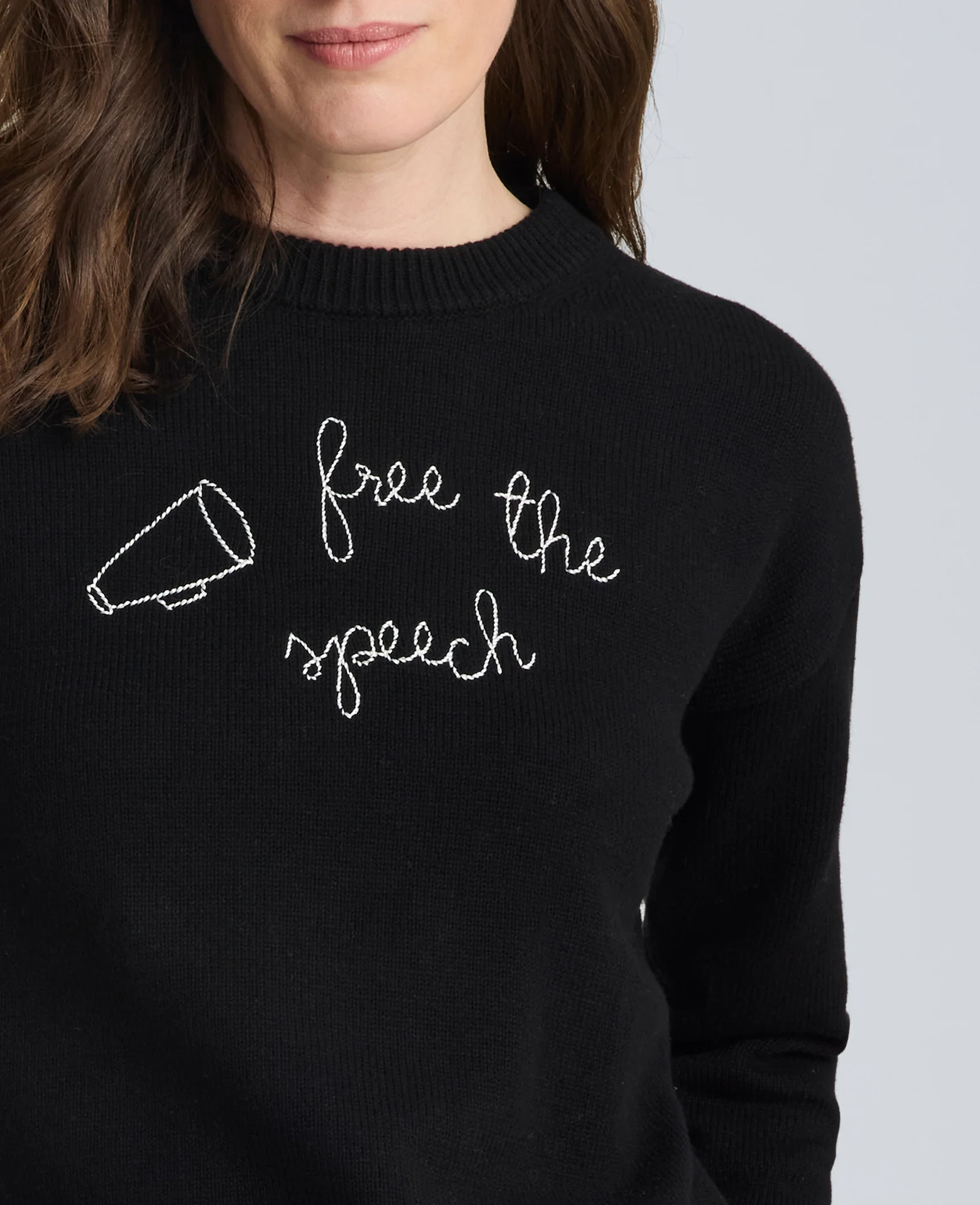 Lingua Franca Free The Speech Unisex Cotton Crewneck Sweater - Image 4