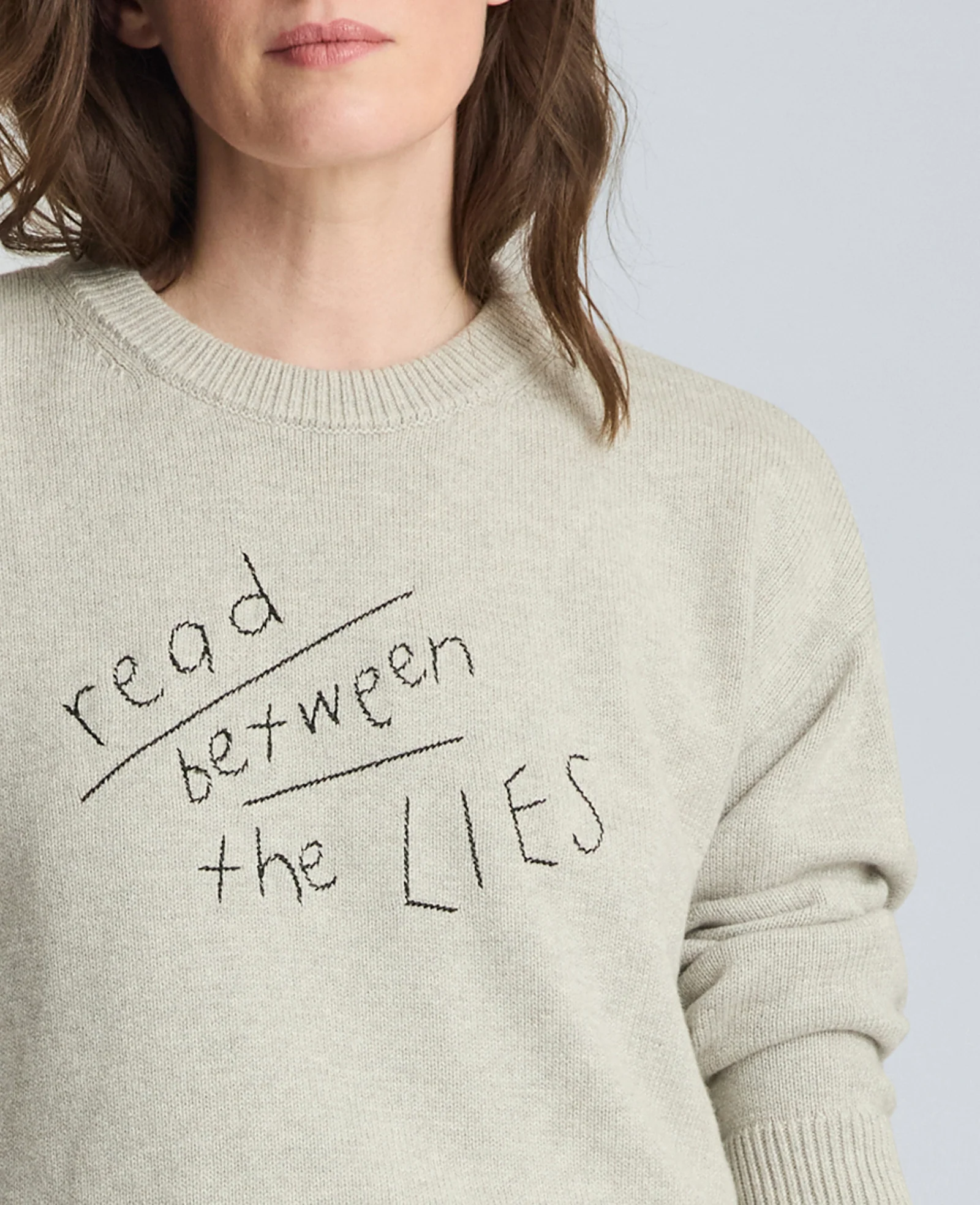 Lingua Franca Read Between The Lies Unisex Cotton Crewneck Sweater - Image 4