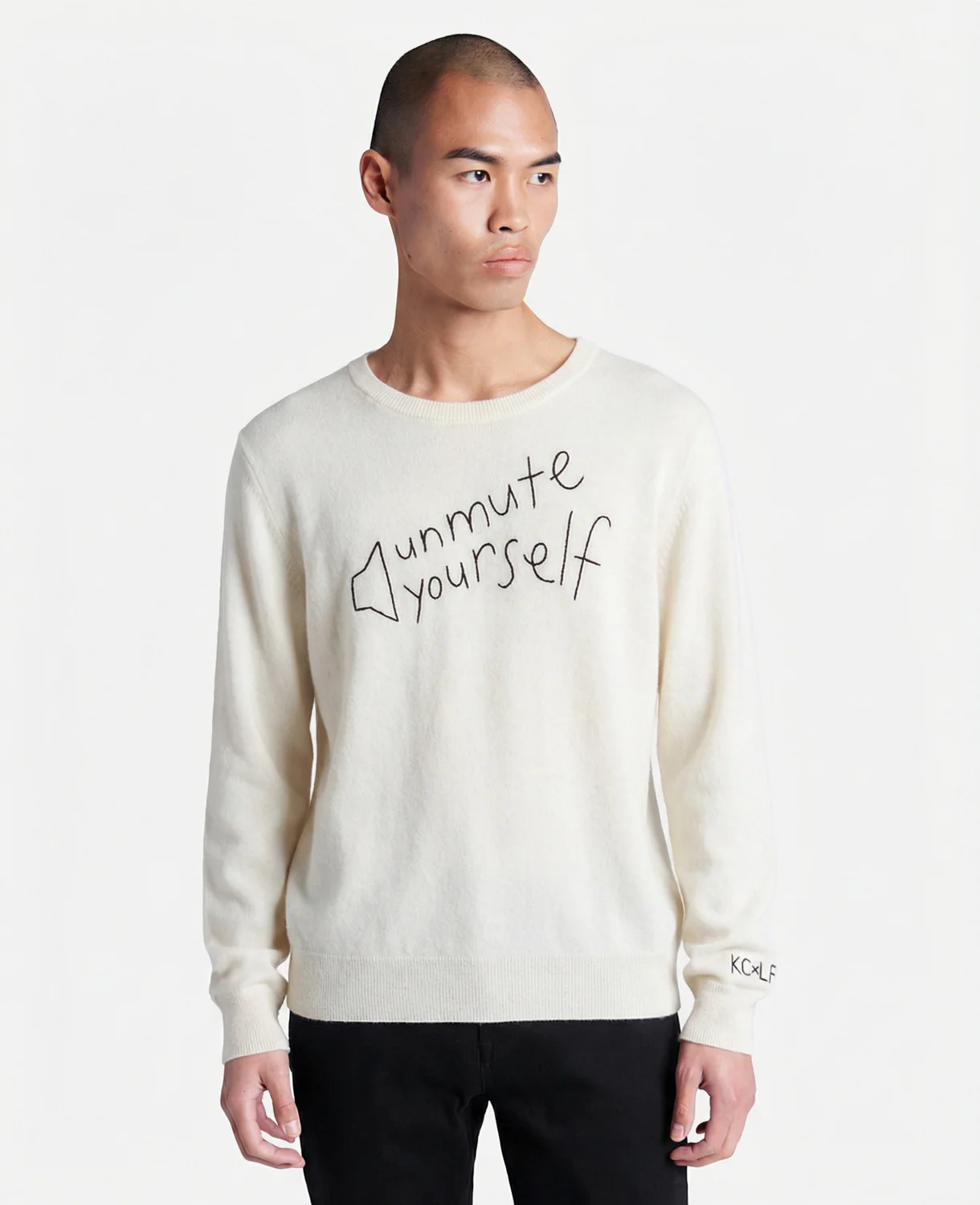Lingua Franca Unmute Yourself Unisex Cashmere Crewneck Sweater - Image 3
