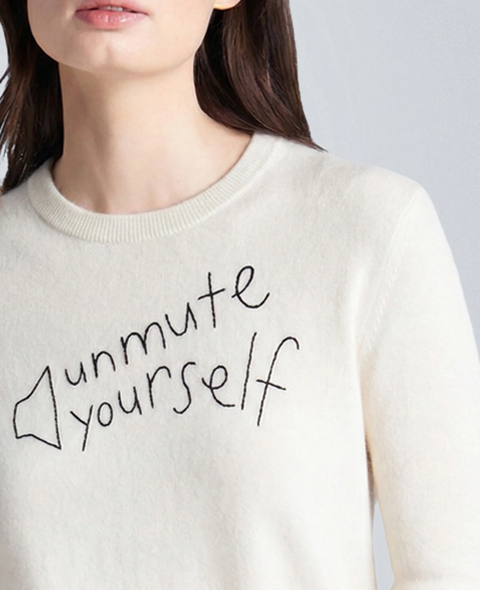 Lingua Franca Unmute Yourself Unisex Cashmere Crewneck Sweater - Image 4