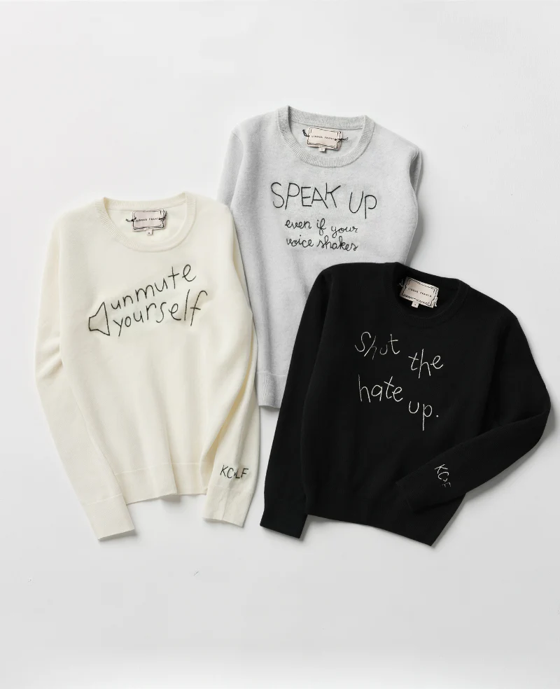 Lingua Franca Unmute Yourself Unisex Cashmere Crewneck Sweater - Image 6