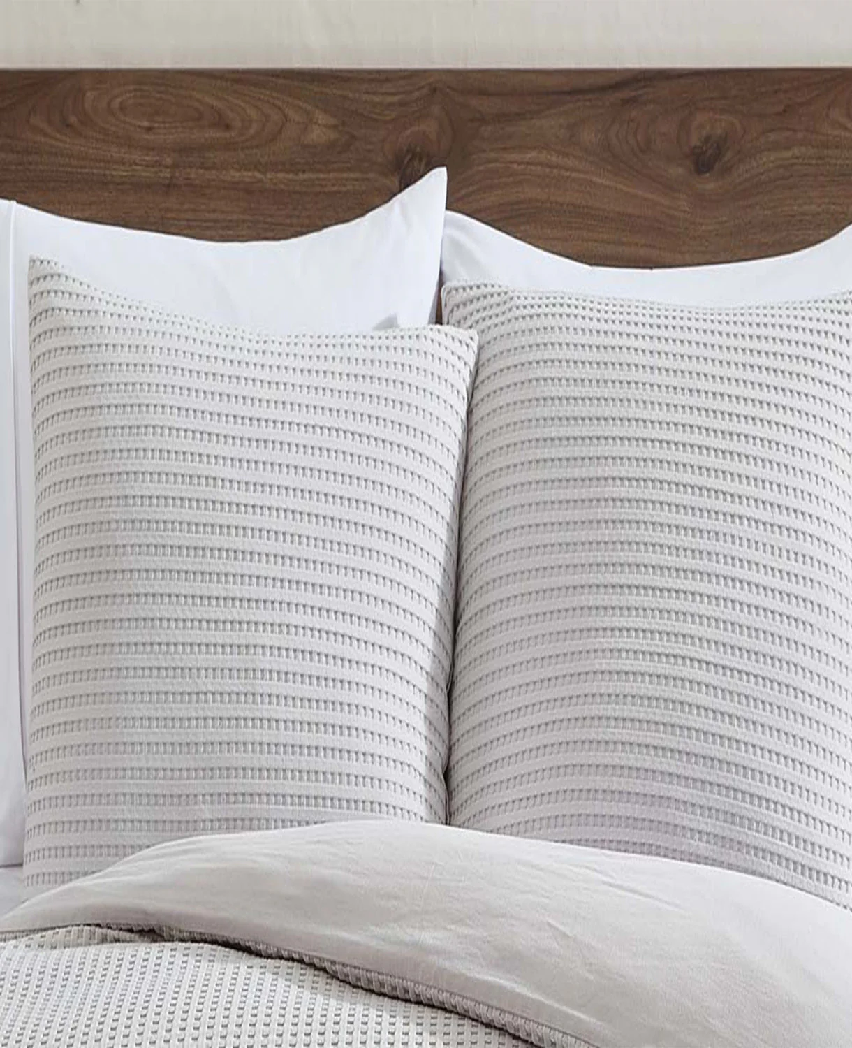 Reversible Solid Grey Waffle Comforter Set - Image 3