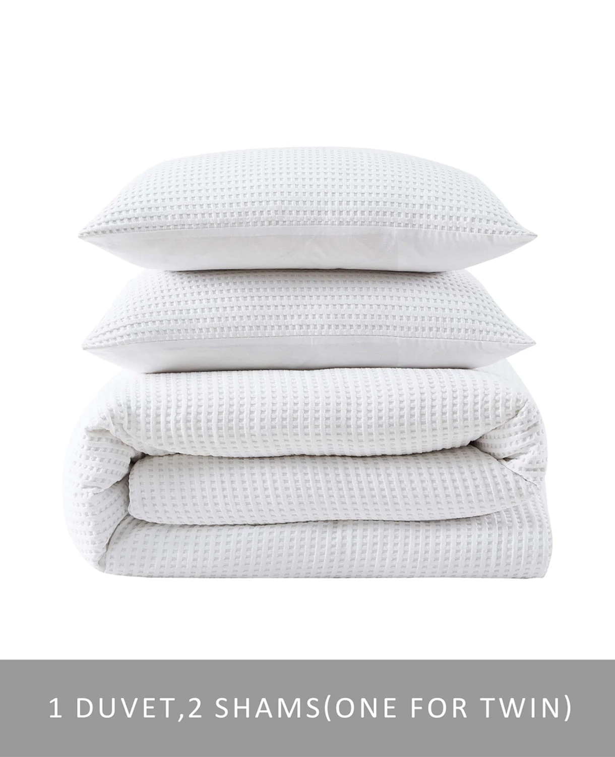 Reversible Solid White Waffle Duvet Cover Set - Image 16