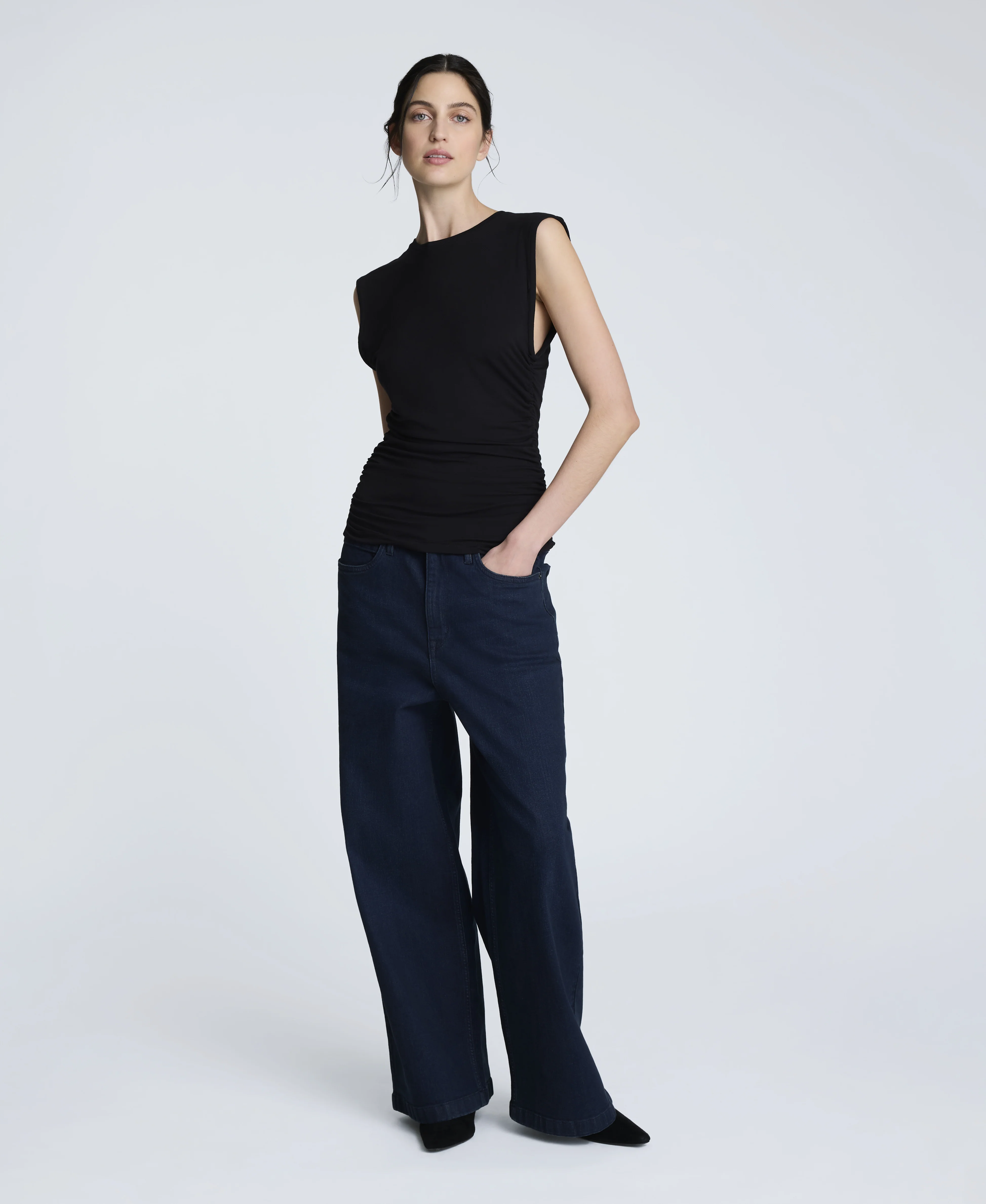 Sleeveless Side Rouched Knit Top - Image 3
