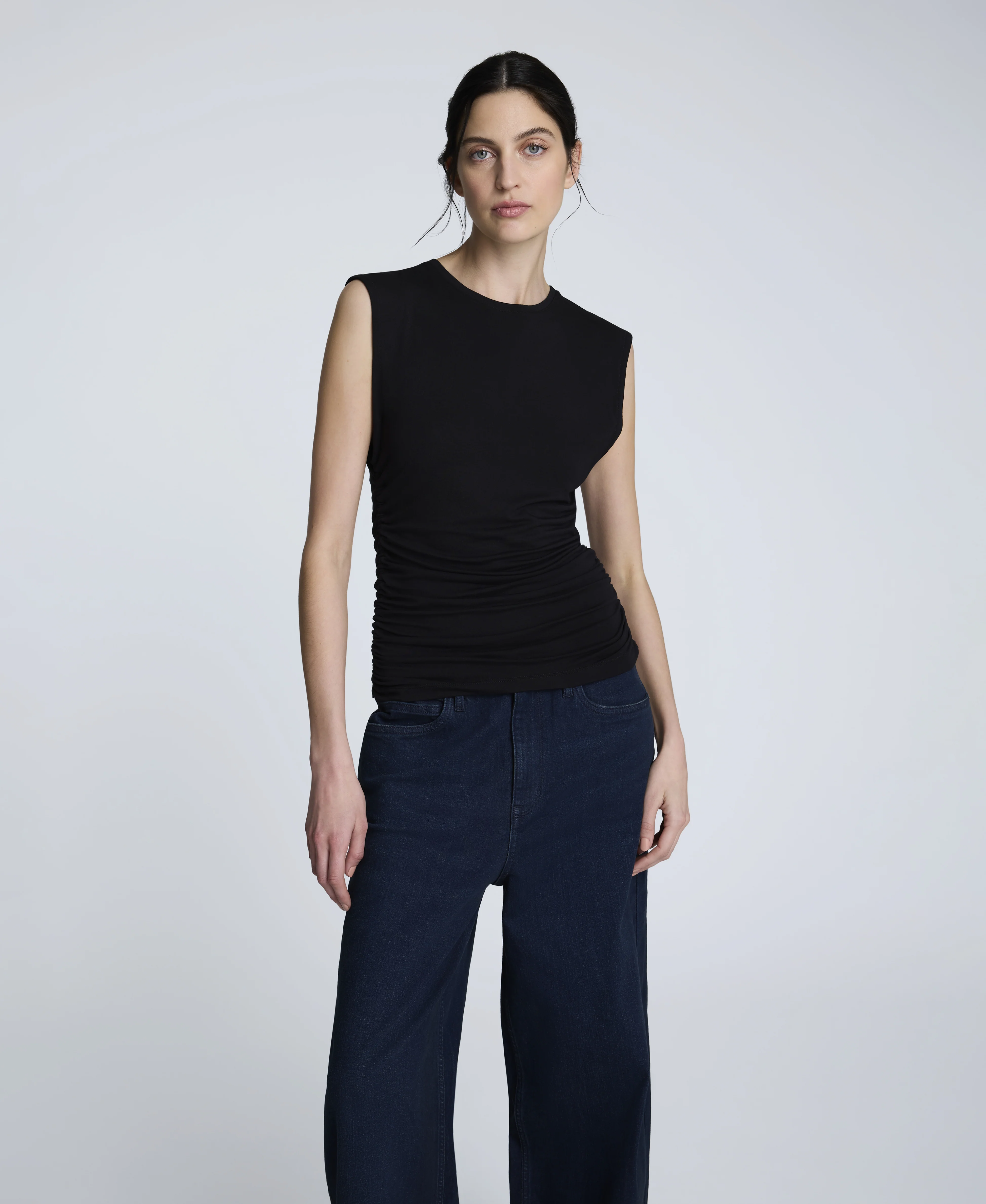Sleeveless Side Rouched Knit Top - Image 4